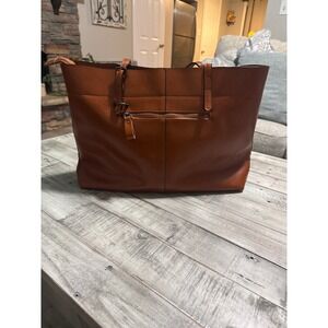Kattee Brown Split Cow Leather Tote Bag Shoulder Purse K202212 Cognac Large